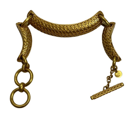 JULIE VOS 24K GOLD OVERLAY COSTUME GOLD BRACELET retired and stunning! - Picture 3 of 4
